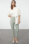 Light Khaki Basic Cigarette Narrow Leg Woven Fabric Pants Twoss19St0038 - 2