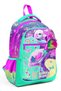 Kids Pink Water Green Flamingo Patterned Three Compartment School Backpack 23647