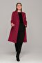 Snap Closure Belted Waist Coat Fuchsia 3854