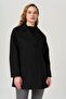 Snap Closure Low Sleeve Oversize Coat Black 3749