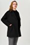 Snap Closure Low Sleeve Oversize Coat Black 3749 - 4