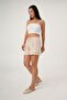 Guipure Detailed Beige Shorts with Elastic Waist - 4