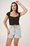 Black Polka Dot Patterned - Tulle Detailed Draped Blouse - 4
