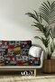 Emblem Patterned Digital Printed Fabric Suede-Like Texture Width 155cm Kms-77 - 3