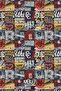 Emblem Patterned Digital Printed Fabric Suede-Like Texture Width 155cm Kms-77 - 2