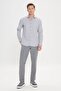 Men's Gray Slim Fit Narrow Cut Classic Collar Cotton Dobby Shirt - 2