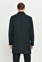 Men's Black Standard Fit Regular Cut Mono Collar Patterned Coat - 7