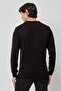 Men's Black Non-Pilling Anti-pilling Standard Fit Crew Neck Front Printed Knitwear Sweater - 6