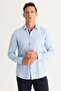Men's Blue Slim Fit Narrow Cut Classic Collar 100% Cotton Dobby Shirt