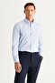Men's Light Blue Slim Fit Slim Fit Button Collar Patterned Shirt