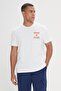 Men's Ecru Comfort Fit Relaxed Fit 100% Cotton Printed Crew Neck T-Shirt - 4