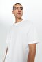 Men's Ecru Loose Fit Loose Cut 100% Cotton Printed Crew Neck T-Shirt - 4