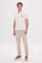 Men's Ecru Standard Fit Regular Cut 100% Cotton Printed Polo Collar T-Shirt - 2