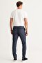 Men's Navy Blue Slim Fit Slim Fit Elastic Waist Flexible Classic Fabric Trousers - 5
