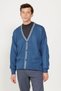 Men's INDIGO-GREY MELANJ Standard Fit Regular Cut V-Neck Knitwear Cardigan - 5