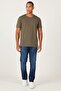 Men's Khaki 360 Degree All-Direction Stretching Slim Fit Crew Neck T-Shirt - 2