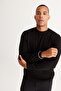 Men's Black Standard Fit Regular Cut Crew Neck Cotton Knitwear Sweater - 4
