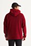 Men's Burgundy Oversize Loose-Fit Hooded Fleece Sweatshirt - 6