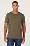 Men's Khaki 360 Degree All-Direction Stretching Slim Fit Crew Neck T-Shirt