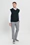 Men's Black Standard Fit Regular Cut V-Neck Knitwear Sweater - 2