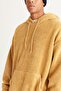 Men's Mustard Oversize Loose Cut Hooded Sherpa Sweatshirt Fleece - 3