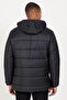 Men's Black Standard Fit Normal Cut Stand Collar Padded Outdoor Puffer Coat - 6