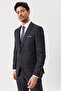 Men's Dark Navy Wool Slim Fit Slim Fit Mono Neck Bird Eye Print Vest Suit - 3