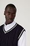 Men's Navy Blue Standard Fit Regular Cut V-Neck Knitwear Sweater - 5