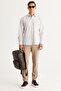 Men's White-Beige Comfort Fit Relaxed Cut Classic Collar Checked Cotton Shirt - 4