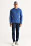 Men's Indigo Standard Fit Normal Cut Warm Crew Neck Knitwear Sweater - 4