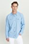 Men's Ice Blue Slim Fit Slim Fit Classic Collar Cotton Shirt - 5