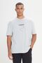 Men's Light Gray Long Fit Slim Fit Crew Neck 100% Cotton Printed T-Shirt