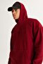 Men's Burgundy Oversize Loose-Fit Hooded Fleece Sweatshirt - 4