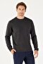 Men's Anthracite-melange Standard Fit Normal Cut Warm Crew Neck Knitwear Sweater