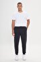 Men's Black Standard Fit Regular Cut 3 Thread Fleece Cotton Comfortable Sweatpants - 2