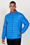 Men's Blue Standard Fit Regular Cut Stand Collar Ultra Light Fiber Filled Coat