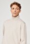 Men's Beige Melange Standard Fit Regular Cut Full Turtleneck Knitwear Sweater - 4
