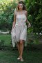 Beige Strappy Washed Buckle-Woven Asymmetrical Casual Cotton Dress