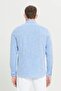 Men's Blue Slim Fit Slim Fit 100% Cotton Dobby Button Collar Casual Shirt - 5