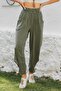 Khaki Pocketed Mesh Detailed Washed Woven Elastic Waist Jogger Casual Trousers - 6