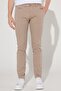 Men's Beige Slim Fit Slim Fit Side Pocket Cotton Diagonal Patterned Flexible Trousers