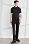 Men's Black Slim Fit Slim Fit 5 Pocket Dobby Flexible Trousers - 3
