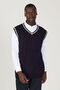 Men's Navy Blue Standard Fit Regular Cut V-Neck Knitwear Sweater