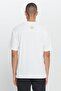 Men's Ecru Loose Fit Loose Cut 100% Cotton Printed Crew Neck T-Shirt - 5