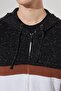 Men's Anthracite-ecru Standard Fit Regular Cut Hooded 100% Cotton Knitwear Cardigan - 5