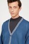 Men's INDIGO-GREY MELANJ Standard Fit Regular Cut V-Neck Knitwear Cardigan - 6