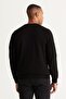Men's Black Standard Fit Regular Cut Crew Neck Cotton Knitwear Sweater - 6