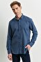 Men's Indigo Slim Fit Slim Fit Button Collar Flannel Lumberjack Shirt