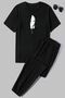 Comfortable Design Unisex Feather Printed 2-Piece Tracksuit Set