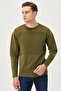 Men's Open Khaki Standard Fit Normal Cut Crew Neck Knitwear Sweater Without Pilling - 2